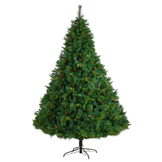 8ft. Pre-Lit West Virginia Mixed Pine Artificial Christmas Tree with Pinecones, Clear LED Lights